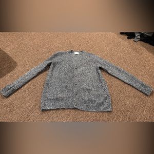 OLD NAVY Cardigan Sweater Men's L Heather grey Knit Pockets Button Up Stretch